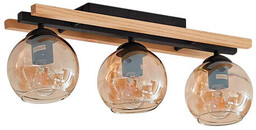 Lindby - Maite 3 Lampa Sufitowa Black/Wood/Amber Lindby