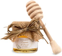 Miód - miodek z nabierakiem podziękowanie dla gości. Podziękowania miodki