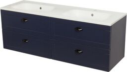 Szafka łazienkowa granatowa 141cm GREND z umywalką podwójną