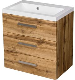 Szafka łazienkowa dąb naturalny 60 cm FOKUS NEW z umywalką