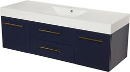 Szafka łazienkowa granatowa 140cm BELLI GOLD z umywalką