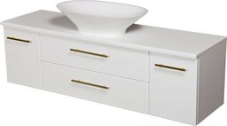 Szafka łazienkowa biała 140cm BELLI GOLD z blatem i umywalką
