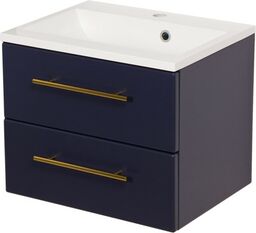 Szafka łazienkowa granatowa 50cm BELLI GOLD z umywalką