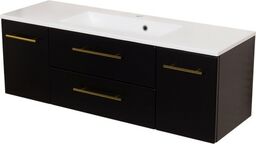 Szafka łazienkowa czarna 120cm BELLI GOLD z umywalką
