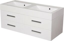 Szafka łazienkowa biała 120 cm z umywalką podwójną FOKUS NEW