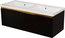 Szafka łazienkowa czarna 120cm DIAMOND GOLD z umywalką podwójną