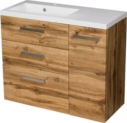 Szafka łazienkowa dąb naturalny 90 cm FOKUS NEW z umywalką