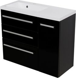 Szafka łazienkowa czarna 90cm FOKUS z umywalką