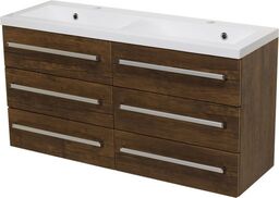 Szafka łazienkowa antyczne drewno 120cm FOKUS z umywalką podwójną