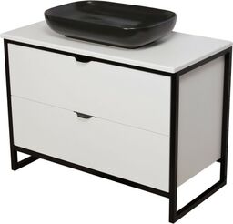 Szafka łazienkowa biała 100cm NEW YORK z umywalką czarną mat