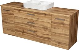 Szafka łazienkowa dąb naturalny 180 cm FOKUS NEW z blatem i umywalką