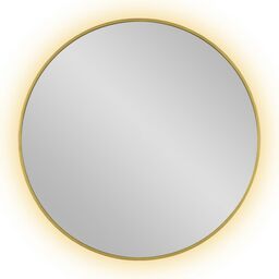Lustro łazienkowe okrągłe w złotej ramie podświetlane LED 80 cm
