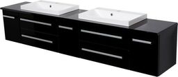 Szafka łazienkowa czarna 210cm FOKUS z blatem i dwiema umywalkami