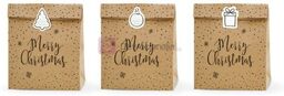 Torebki na prezenty Merry Christmas A4 EKO papier KRAFT - 3 sztuki
