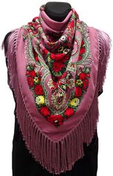 Chusta góralska ludowa apaszka damska folk różowa