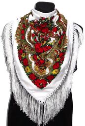 Chusta góralska ludowa folk damska biała