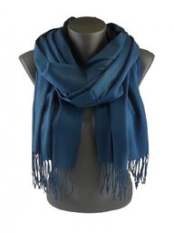 Szalik szal gładki z frędzlami ST-8-24 jeans