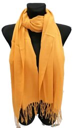 Szalik szal gładki z frędzlami ST-8-5 musztardowy