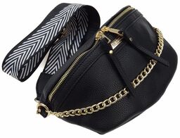 Torebka przewieszka nerka saszetka czarna z łańcuchem