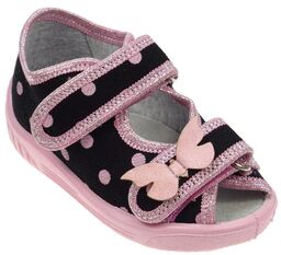 Kapcie na rzepy sandały MOTYL Ola214 wkł. skóra