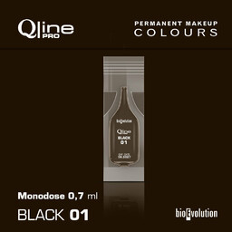 Jednorazowy pigment do makijażu permanentnego Bioevolution Black 01 Qline Pro 0,7ml monodose