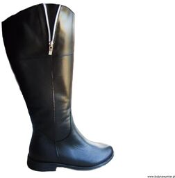 BnW Kozaki ze skóry cholewka 50 cm płaski 2,8 cm