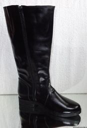 BnW Kozaki skórzane cholewka 46 cm płaski 3 cm