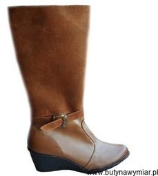 BnW Brązowe kozaki ze skóry na koturnie 6,8 cm