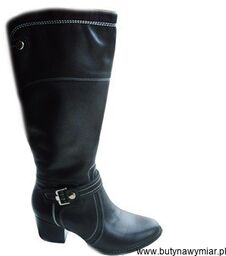BnW Kozaki ze skóry cholewka 44 cm klocek 5 cm