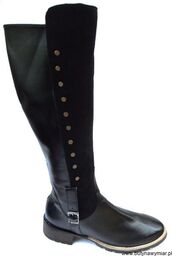 BnW Kozaki ze skóry cholewka 43 cm płaski 3 cm