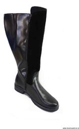 BnW Kozaki zamsz skóra zamek płaski 3,5 cm