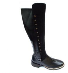 BnW Oficerki ze skóry obcas płaski 3 cm