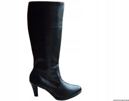 BnW Czarne kozaki ze skóry na wymiar słupek 8 cm