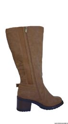 BnW Kozaki ze skóry eko na zamek słupek 6 cm