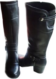 BnW Kozaki skórzane czarne damskie