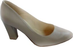 BnW Skórzane beżowe czółenko na szeroką stopę