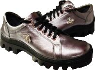 BnW skórzane srebrne BOTKI trapery dla osób o szerokiej stopie