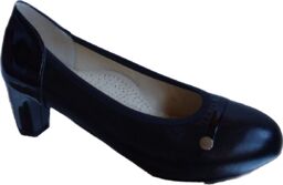 BnW Skórzane czarne czółenka na szeroką stopę