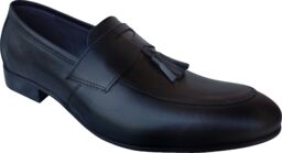Skórzane mokasyny czarne obcas 2 cm nr 42