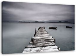 Obraz na płótnie, Pomost jezioro krajobraz 120x80