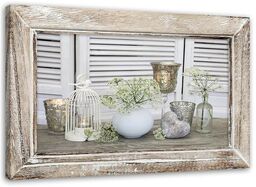 Obraz na płótnie, Martwa natura w drewnianej rustykalnej ramie 120x80