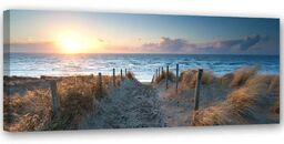 Obraz na płótnie, Zachód słońca na plaży nad morzem 120x40