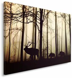 Obraz na płótnie, Zwierzęta w lesie krajobraz 120x80