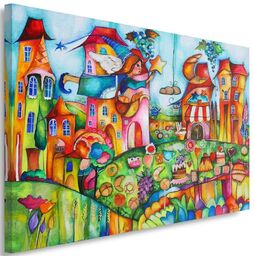 Obraz, Wróżka w kolorowym miasteczku 90x60