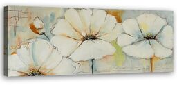 Obraz na płótnie, Pastelowe malowane kwiaty 150x50