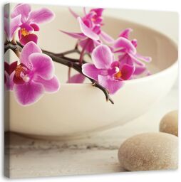 Obraz na płótnie, Różowe orchidee zen shabby chic 30x30