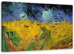 Obraz na płótnie, Pole pszenicy z krukami - V. van Gogh reprodukcja 100x70