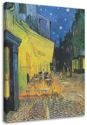 Obraz na płótnie, Taras kawiarni w nocy - V. van Gogh reprodukcja 80x120