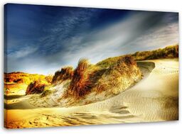 Obraz na płótnie, Wydmy plaża niebo chmury 120x80