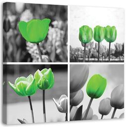 Obraz na płótnie, Zielone tulipany kolaż 40x40